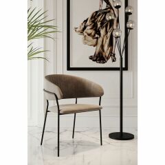 Chair with Armrest Belle 2'li Brown Sandalye