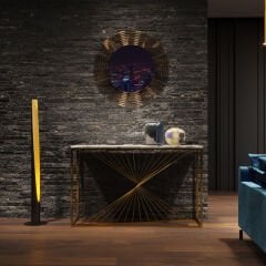 Laser Şeffaf Camlı Titanyum Kaplamalı Paslanmaz Çelik Konsol