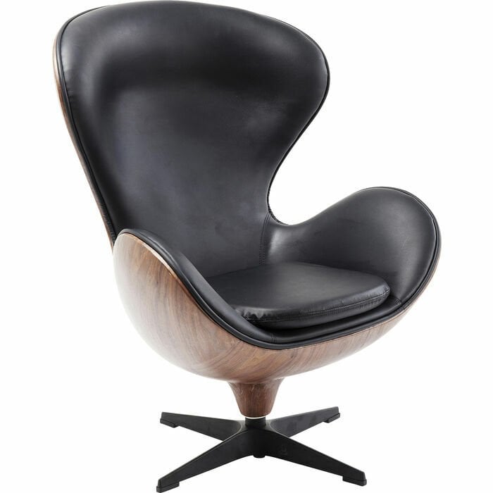 Lounge Black Walnut Deri Döner Berjer