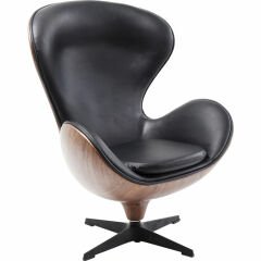 Lounge Black Walnut Deri Döner Berjer