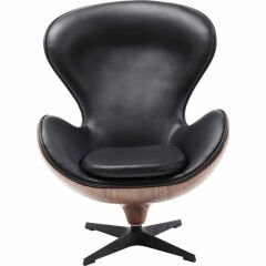 Lounge Black Walnut Deri Döner Berjer