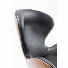 Lounge Black Walnut Deri Döner Berjer