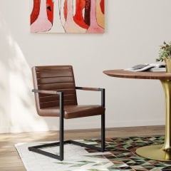 Cantilever Armchair Lola Leather Brown Sandalye