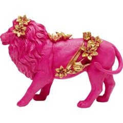 Deco Figurine Flower Lion Pink 19cm