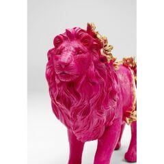 Deco Figurine Flower Lion Pink 19cm