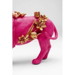 Deco Figurine Flower Lion Pink 19cm