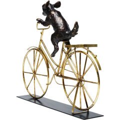 Dog With Bicycle Dekoratif Obje 44 cm