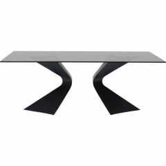 Table Gloria Black Cam Yemek Masası 200x100 cm
