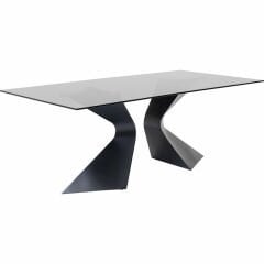 Table Gloria Black Cam Yemek Masası 200x100 cm