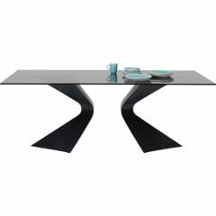 Table Gloria Black Cam Yemek Masası 200x100 cm