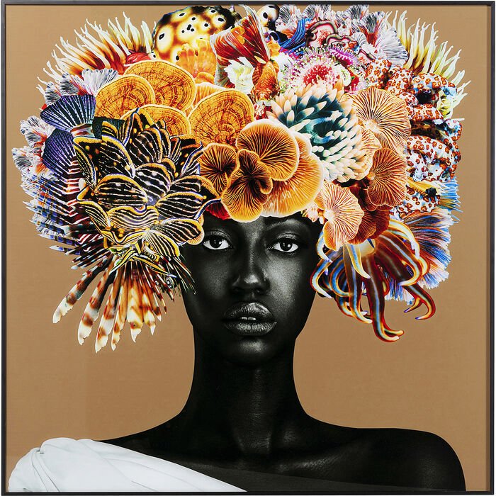 Framed Picture Flower Hair Tablo 120x120 cm