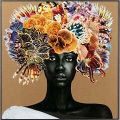 Framed Picture Flower Hair Tablo 120x120 cm