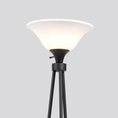 3 Ayaklı Raflı Metal Siyah Dekoratif Fedora Lambader