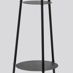 3 Ayaklı Raflı Metal Siyah Dekoratif Fedora Lambader