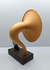 Akustik Gramofon Eskitme Gold Ahşap Gövde / Sarı Metal Başlık