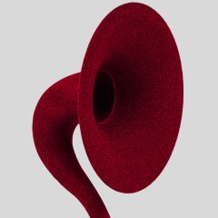 Akustik Gramofon Eskitme Gold Ahşap Gövde / Kırmızı Metal Başlık