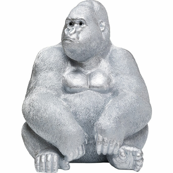Monkey Gorilla Side XL Silver Matt Dekoratif Figür