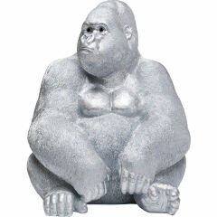 Monkey Gorilla Side XL Silver Matt Dekoratif Figür
