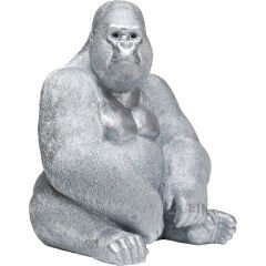 Monkey Gorilla Side XL Silver Matt Dekoratif Figür