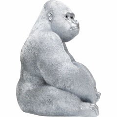 Monkey Gorilla Side XL Silver Matt Dekoratif Figür