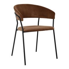 Chair with Armrest Belle Cord 2'li Brown Sandalye