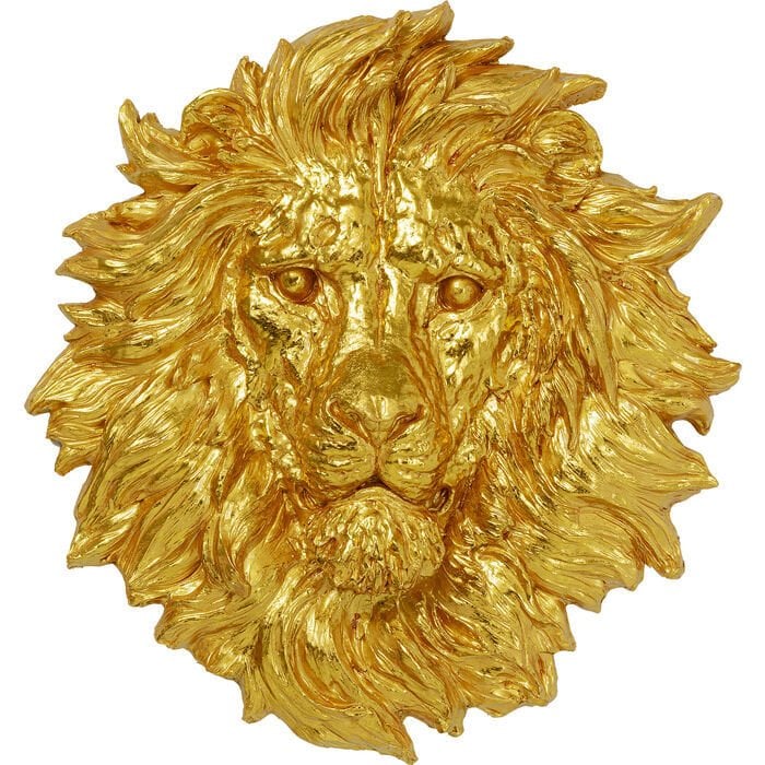 Lion Head Gold Duvar Objesi 90x100cm