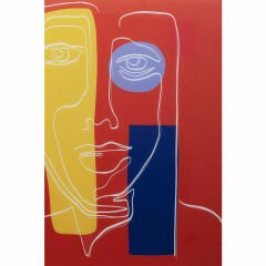 Art Face Kırmızı Cam Resim 100x100cm
