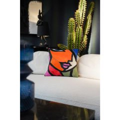 Abstract Lady Face Polyester Kırlent 40x40 cm