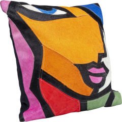 Abstract Lady Face Polyester Kırlent 40x40 cm