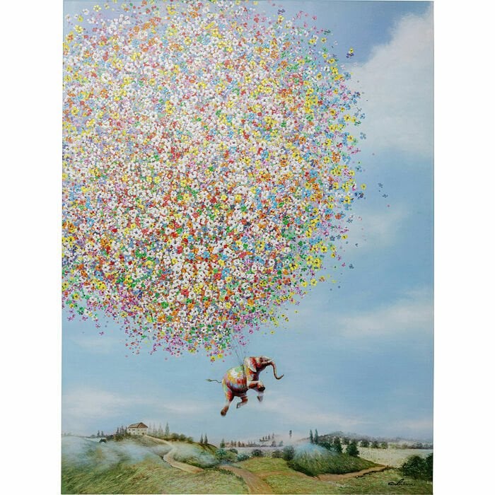 Flying Elephant In Day Ahşap Tablo 80x100 cm