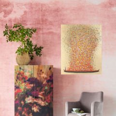 Touched Flower Boat Gold Red Tablo 80x100cm