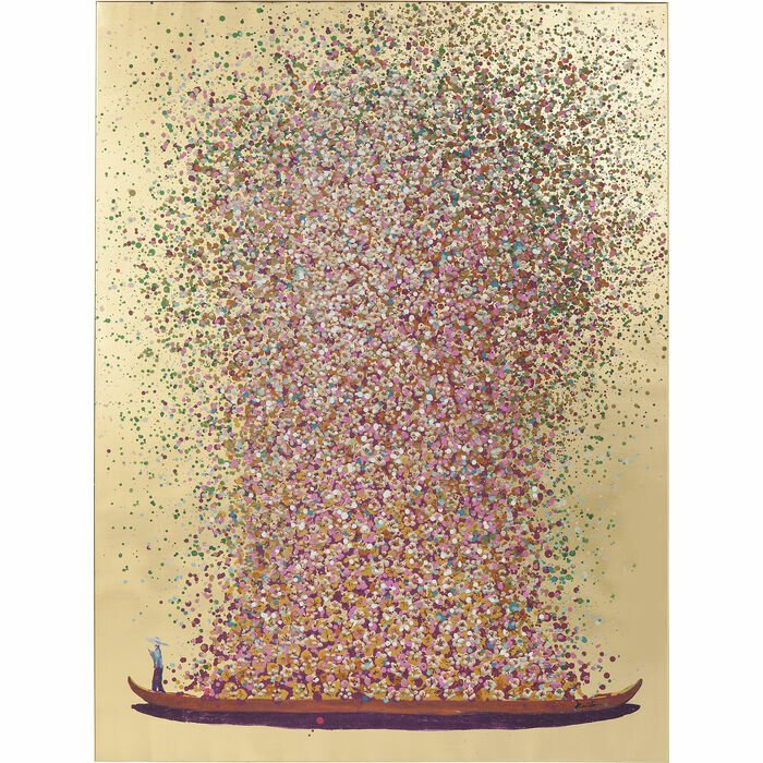 Touched Flower Boat Gold Pink Tablo 80x100cm