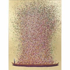 Touched Flower Boat Gold Pink Tablo 80x100cm