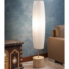 Akordiyon Kağıt Lambader Ahşap Gövde / Krem Renk