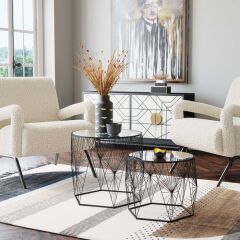 Cobweb Siyah 2'li Çelik Yan Sehpa