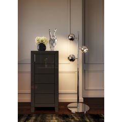 Luxury Push 5 Drawers Grey MDF Yüksek Şifonyer