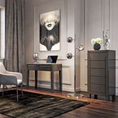 Luxury Push 5 Drawers Grey MDF Yüksek Şifonyer