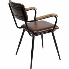Chair with Armrest Salsa Leather Brown Sandalye
