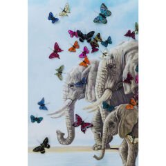 Elefants with Butterflies Tablo 120x120 cm