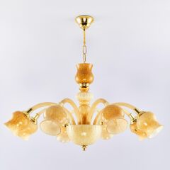 8 Kollu Cam Avize Gold