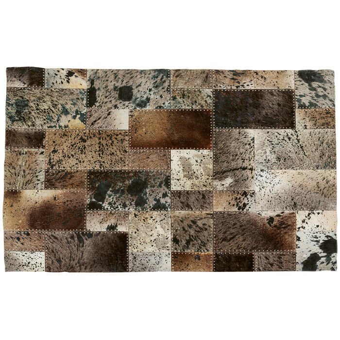Squares Grey Deri Halı 170x240 cm