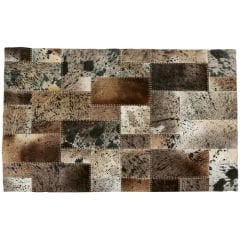 Squares Grey Deri Halı 170x240 cm