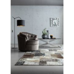 Squares Grey Deri Halı 170x240 cm