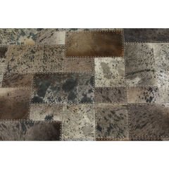 Squares Grey Deri Halı 170x240 cm