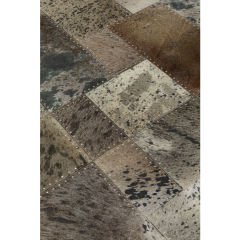Squares Grey Deri Halı 170x240 cm