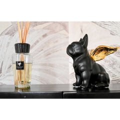 Sitting Angel Dog Gold Black Dekoratif Figür