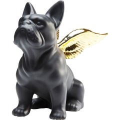 Sitting Angel Dog Gold Black Dekoratif Figür