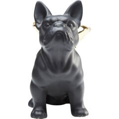 Sitting Angel Dog Gold Black Dekoratif Figür