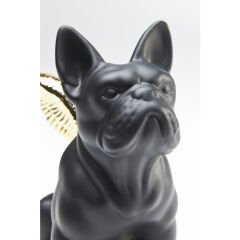 Sitting Angel Dog Gold Black Dekoratif Figür
