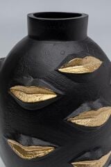 Vase Golden Lips - Black/Gold 20 Cm